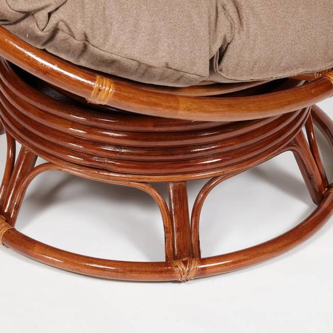 Кресло-качалка Папасан/Papasan (W 23/01 B) /с подушкой/ 115х78х104см, пекан орех, экошерсть коричневый, 1811-5 Pecan (орех)