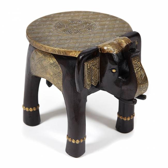 Столик Secret de Maison Голден Слон/Golden Slon (мод. ND-006) массив манго/алюминий, 40х30х31см, коричневый/чеканка этническая роспись дерево манго/латунная чеканка Столик Secret de Maison Голден Слон/Golden Slon (мод. ND-006) массив манго/алюминий, 40х30х31см, коричневый/чеканка этническая роспись дерево манго/латунная чеканка