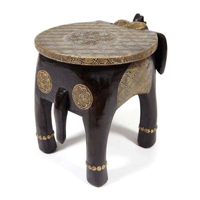 Столик Secret de Maison Голден Слон/Golden Slon (мод. ND-006) массив манго/алюминий, 40х30х31см, коричневый/чеканка этническая роспись дерево манго/латунная чеканка Столик Secret de Maison Голден Слон/Golden Slon (мод. ND-006) массив манго/алюминий, 40х30х31см, коричневый/чеканка этническая роспись дерево манго/латунная чеканка
