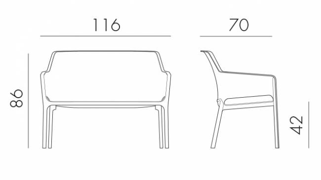Диван пластиковый Net Bench ментоловый 1160х700х860 мм Диван пластиковый Net Bench ментоловый 1160х700х860 мм