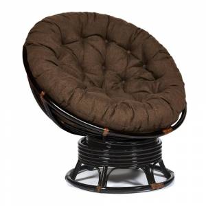Кресло-качалка Папасан/Papasan (W 23/01 B) /с подушкой/ 115х78х104см, античный черно-коричневый, ткань коричневый, 3м7-147 Antique brown (античный черно-коричневый)